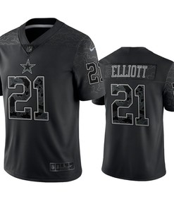 Ezekiel Elliott 21 Dallas Cowboys Black Reflective Limited Jersey - Men
