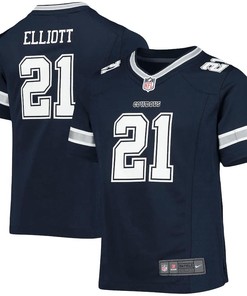 Ezekiel Elliott 21 Dallas Cowboys Girls Youth Team Game Jersey - Navy