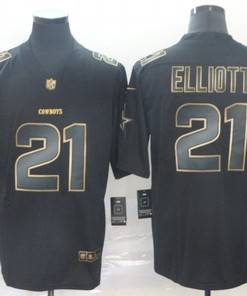 Ezekiel Elliott #21 Dallas Cowboys Nfl Explosion Legendary Gold Black Jersey