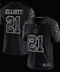 Ezekiel Elliott 21 Dallas Cowboys RFLCTV Limited Jersey - Black