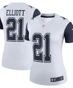 Ezekiel Elliott 21 Dallas Cowboys Women's Color Rush Legend Player Jersey - White