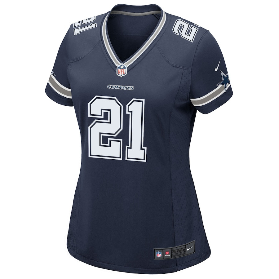 Ezekiel Elliott 21 Dallas Cowboys Women's Game Team Jersey - Navy