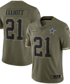 Ezekiel Elliott Dallas Cowboys 2022 Salute To Service Limited Jersey - Olive