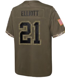 Ezekiel Elliott Dallas Cowboys 2022 Salute To Service Player Limited Jersey - Olive