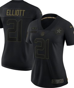 Ezekiel Elliott Dallas Cowboys Womens 2020 Salute To Service Limited Jersey - Black