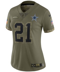Ezekiel Elliott Dallas Cowboys Women's 2022 Salute To Service Limited Jersey - Olive