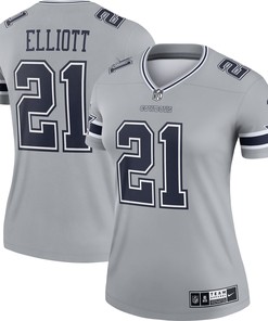 Ezekiel Elliott Dallas Cowboys Womens Inverted Legend Jersey - Gray Nfl