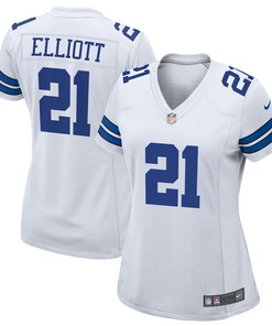 Ezekiel Elliott Dallas Cowboys Womens Team Game Jersey - White Nfl