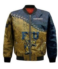 FIU Panthers Bomber Jacket Grunge Polynesian Tattoo- NCAA