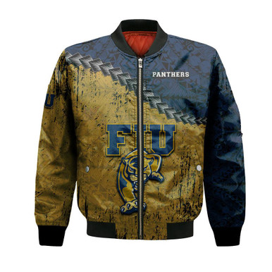 FIU Panthers Bomber Jacket Grunge Polynesian Tattoo- NCAA