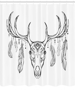 Fabric Antlers Shower Curtain - Rustic Bathroom Decor