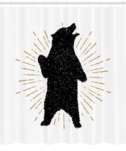 Fabric Shower Curtain with Bear Design for Bathroom Decor