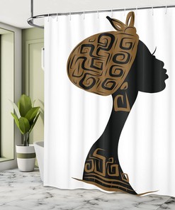 Face Profile Silhouette Shower Curtain - African Woman Bathroom Decor 