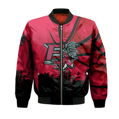 Fairfield Stags Bomber Jacket Basketball Net Grunge Pattern- NCAA