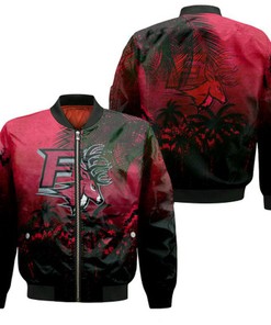 Fairfield Stags Bomber Jacket Coconut Tree Tropical Grunge - NCAA