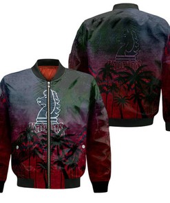 Fairleigh Dickinson Knights Bomber Jacket Coconut Tree Tropical Grunge - NCAA
