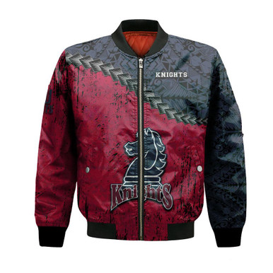 Fairleigh Dickinson Knights Bomber Jacket Grunge Polynesian Tattoo- NCAA