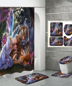 Fairy Tale Beauty&Tiger Bathroom Shower Curtain for Your Home Decor