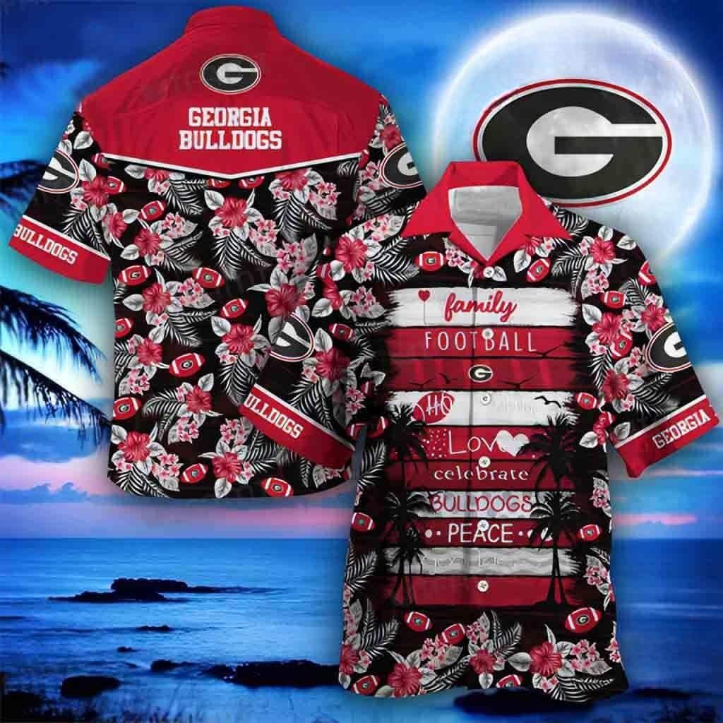 Family Football Love Celebrate Georgia Bulldogs Peace Uga Hawaiian Shirt