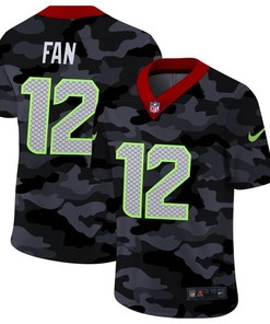 Fan #12 Nfl 2020 Camo Black Jersey