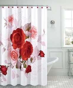 Fancy Garden Rose Fabric Shower Curtain for Home and Bathroom Decor