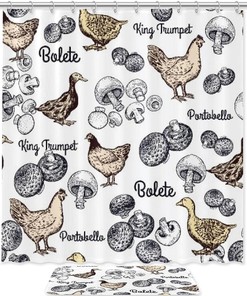 Farm Animals Waterproof Shower Curtain for Rustic Bathroom Decor