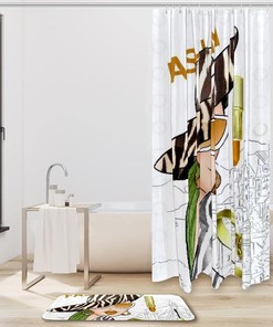 Fashionable Leopard Girl Waterproof Shower Curtain for Bathroom Decor