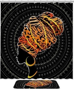 Fashionable Leopard Silhouette Woman Shower Curtain for Bathroom Decor