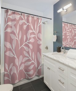 Fashionable Pink Floral Pattern Boho Shower Curtain for Bathroom Decor