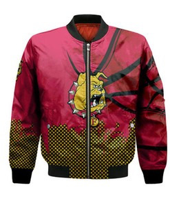 Ferris State Bulldogs Bomber Jacket Basketball Net Grunge Pattern- NCAA