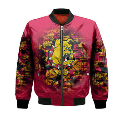 Ferris State Bulldogs Bomber Jacket Camouflage Vintage - NCAA