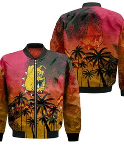 Ferris State Bulldogs Bomber Jacket Coconut Tree Tropical Grunge - NCAA