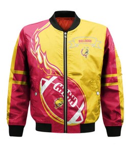 Ferris State Bulldogs Bomber Jacket Flame Ball - NCAA