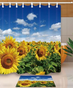 Field of Blooming Sunflowers Shower Curtain for a Nature-Inspired Bathroom Decor