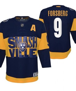 Filip Forsberg 9 Predators 2022 Stadium Series Youth Navy Primegreen Jersey Jersey