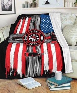 Firefighter Blanket, Fire Dept America Flag Blanket Gift For Firefighter