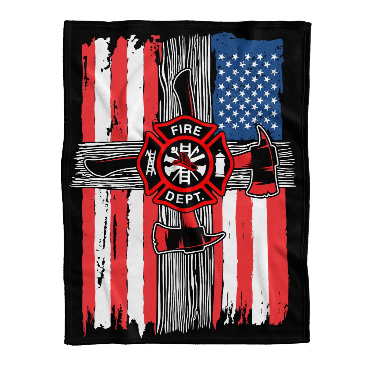 Firefighter Blanket, Fire Dept America Flag Blanket Gift For Firefighter