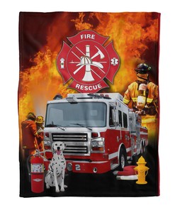 Firefighter Blanket, Fire Rescue - Firefighter Fleece Blanket