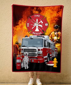 Firefighter Blanket, Fire Rescue - Firefighter Fleece Blanket