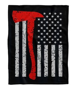 Firefighter Fireman's ax American Flag Blanket Gift For Firefighter Birthday Gift Home Decor