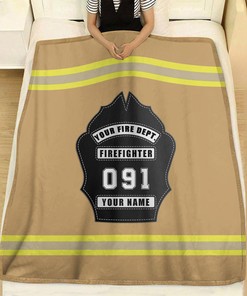 Firefighter Helmet Shield Customizable Fleece Blanket