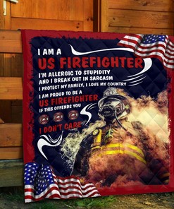 Firefighter I am A US Firefighter Quilt Blanket Decor Home Full Size
