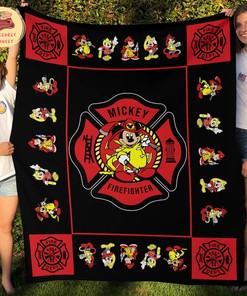 Firefighter Mickey Fleece Sherpa Blanket, Firefighter Blanket, Firefighter Quilt, Mickey Blanket, Mickey Mouse Blanket
