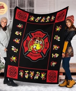 Firefighter Mickey Fleece Sherpa Blanket, Firefighter Blanket, Firefighter Quilt, Mickey Blanket, Mickey Mouse Blanket