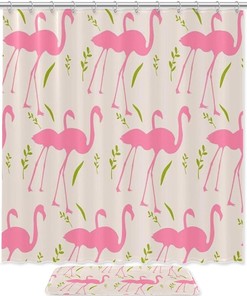 Flamingo Floral Waterproof Shower Curtain for Tropical Bathroom Decor