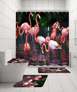 Flamingo Pond Animal Print Waterproof Shower Curtain for Bathroom