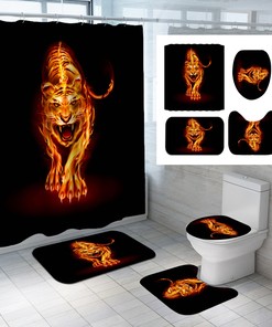 Flamingo Wavy Stripes Animal Print Bathroom Shower Curtain for a Trendy and Fun Bathroom