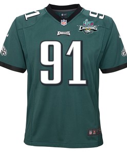 Fletcher Cox 91 Philadelphia Eagles Super Bowl LVII Champions 2 Stars 2 Stars Youth Game Jersey - Black