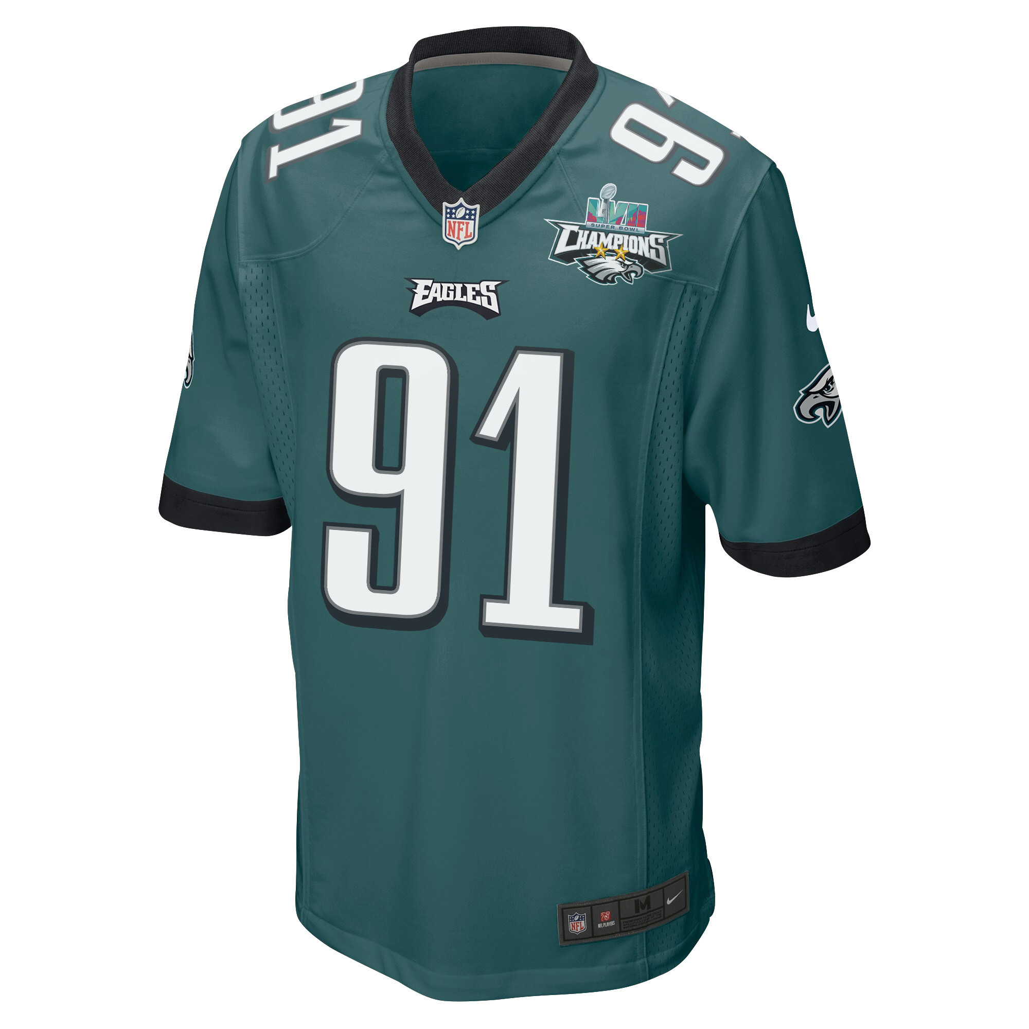 Fletcher Cox 91 Philadelphia Eagles Super Bowl LVII Champions 2 Stars Men Game Jersey - Midnight Green