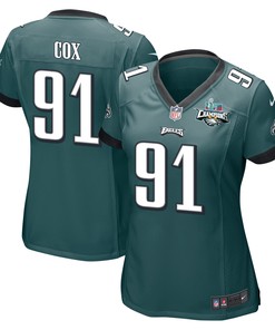 Fletcher Cox 91 Philadelphia Eagles Super Bowl LVII Champions 2 Stars Women Game Jersey - Midnight Green
